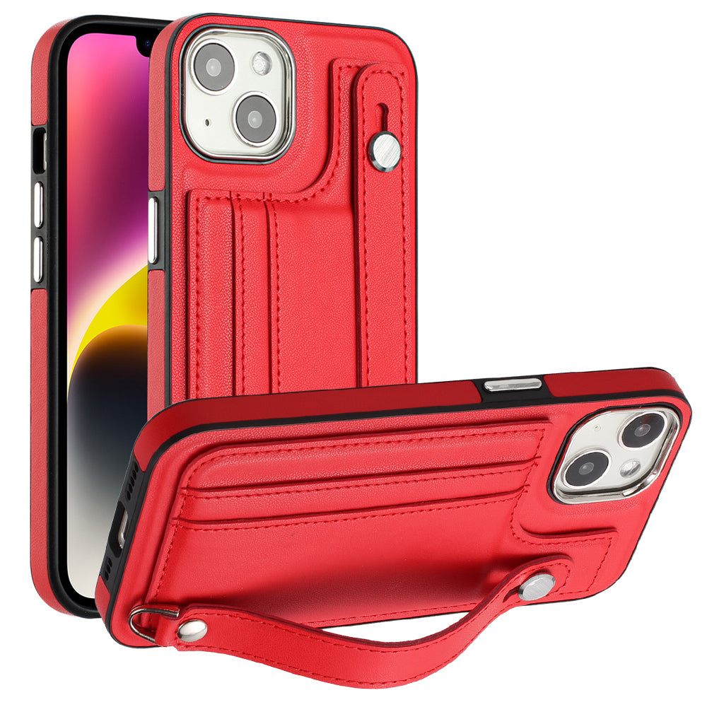 YB Leather Coating Series-5 For iPhone 14 Plus Shockproof Kickstand Case Leather Coated TPU Phone Cover with Card Slots YB Leather Coating Series-5 For iPhone 14 Plus Shockproof Kickstand Case Leather Coated TPU Phone Cover with Card Slots